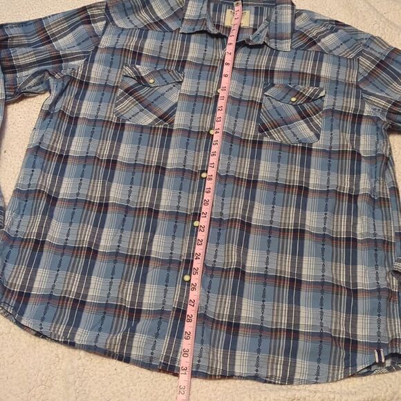 Ruff Hewn Woman Blue Multi Color Plaid Button Up 100% Cotton Front Pocket - Picture 6 of 7